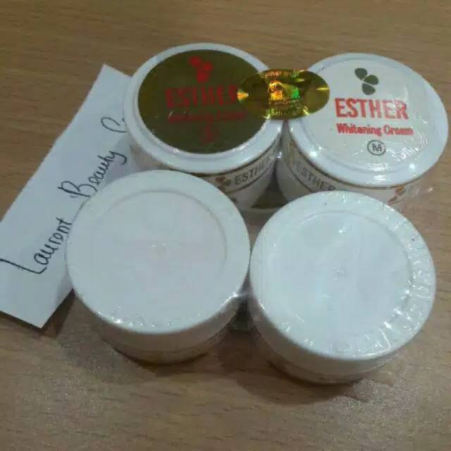 

Cream esther gold original stiker hologram