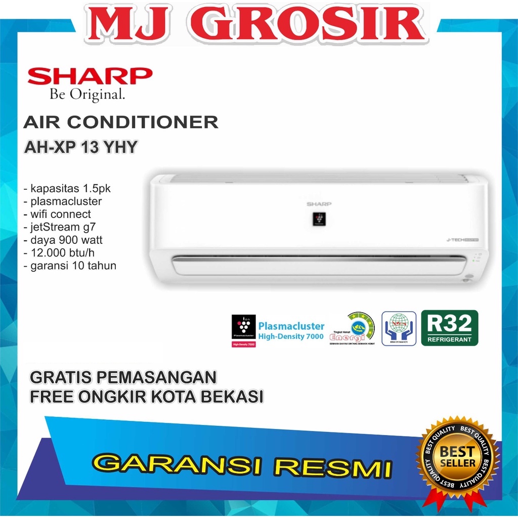 AC SHARP AH-XP 13 YHY 1.5 PK 13YHY + PASANG R32 J-TECH INVERTER PLASMA