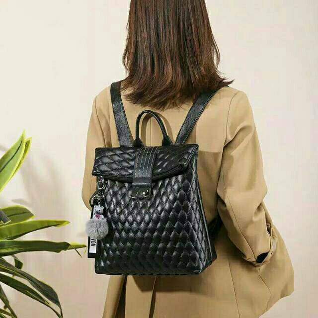 TAS HOMME FEMME FREE POMPOM IMPORT MURAH RANSEL WANITA T31 Cm IMPORT MURAH Ransel Import Fashion Wan