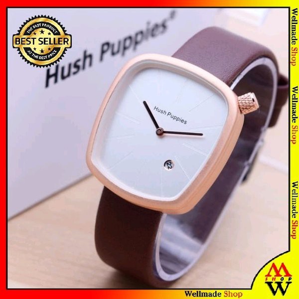 Jam Tangan Wanita Hush Puppies Plat Putih Oval Kulit Jam Tangan Cewek Jam Tangan Korea BW-16