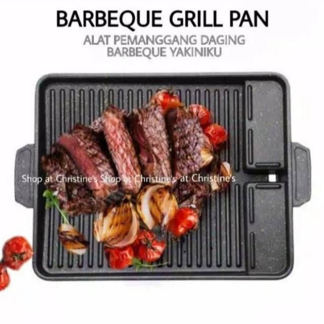 Barbeque Grill Pan Alat Pemanggang BBQ Yakiniku Grill Pan Non Stick