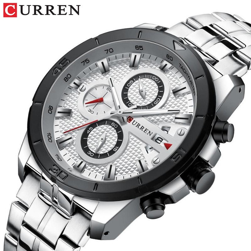 CURREN 8337 Jam Tangan Pria Analog Stainless Steel Chronograph Aktif WATCHKITE WKOS