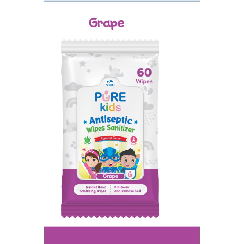 Pure Kids Antiseptic Wipes Sanitizer 60 s &amp; 20 s