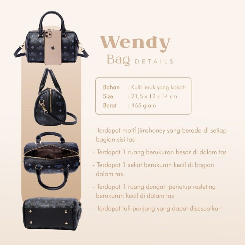 Wendy bag Jimshoney Original Tas Selempang Wanita Import Murah Fashion Sling bag Realpic Cod