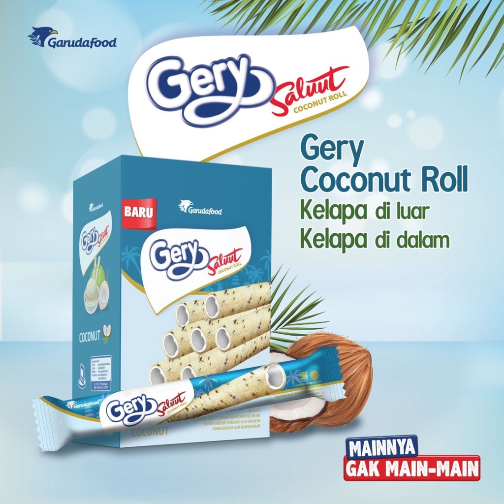 

Gery Saluut Coconut Roll / Wafer Roll 1 BOX ISI 24PCS