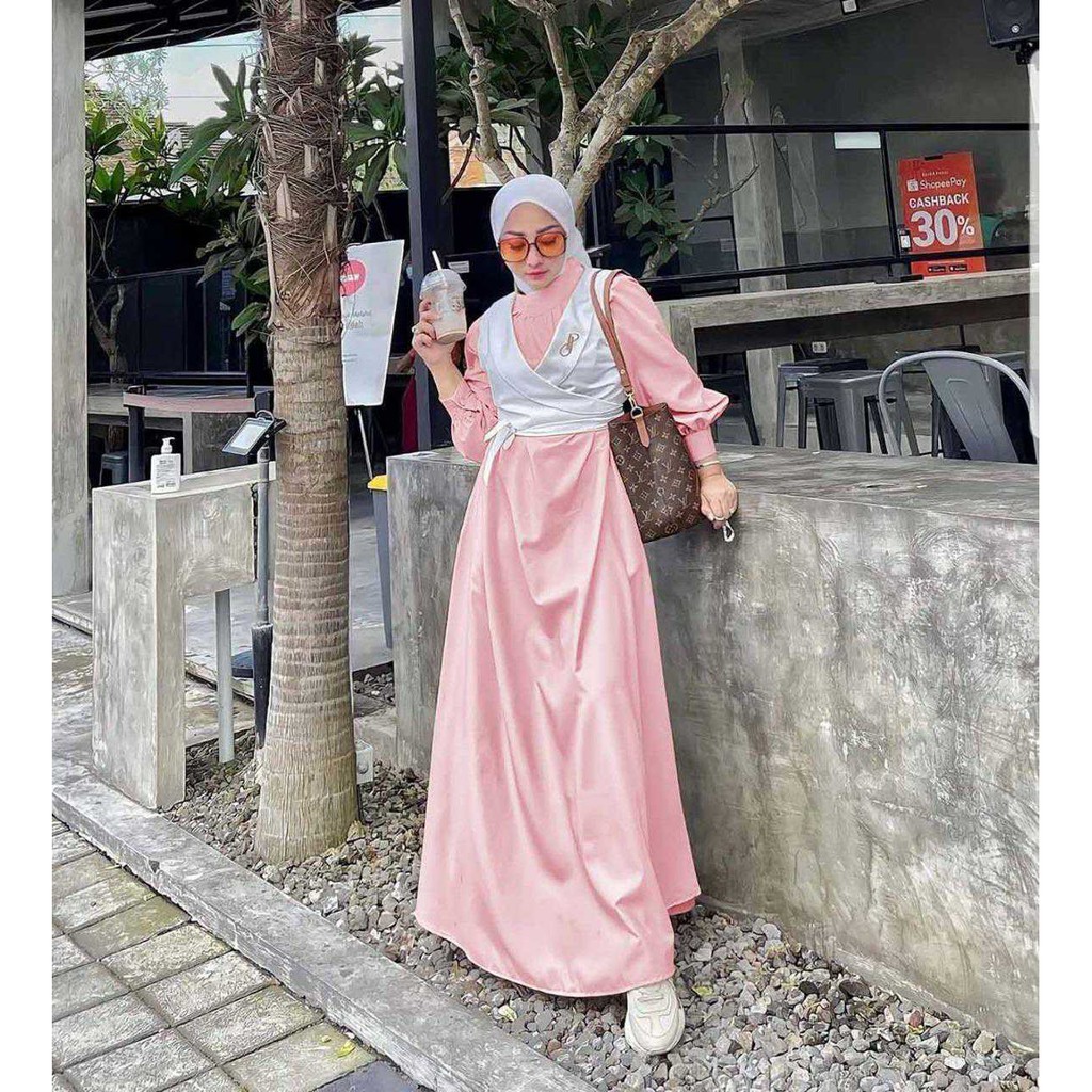Gamis Kekinian Bela 2IN1/Dress Fashion Muslim/