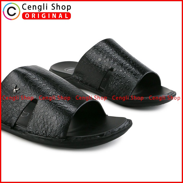 PLAYBOY SANDAL KULIT CASUAL PRIA ORIGINAL TERBARU BRANDED HITAM PLE3