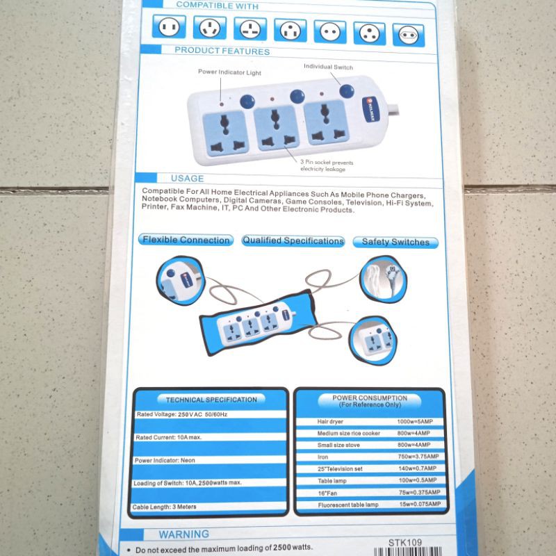 Stopkontak 3 Lubang Universal Colokan Stop Kontak Extension 3 Lubang