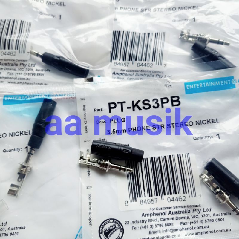 JACK MINI SETEREO AMPHENOL 3.5mm AMPHENOL PT-KS3PB JACK KE HP/LETTOP