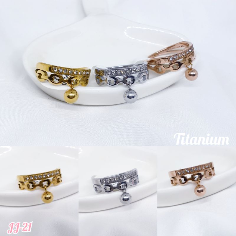 Cincin titanium new bell anti karat JJ-21