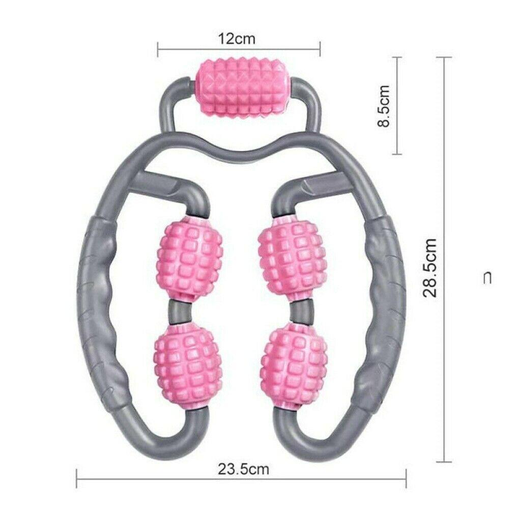 Muscle Relaxer Massage Roller Leg Clamp 5 Wheels Neck Waist Massage Stick Yoga Fitness