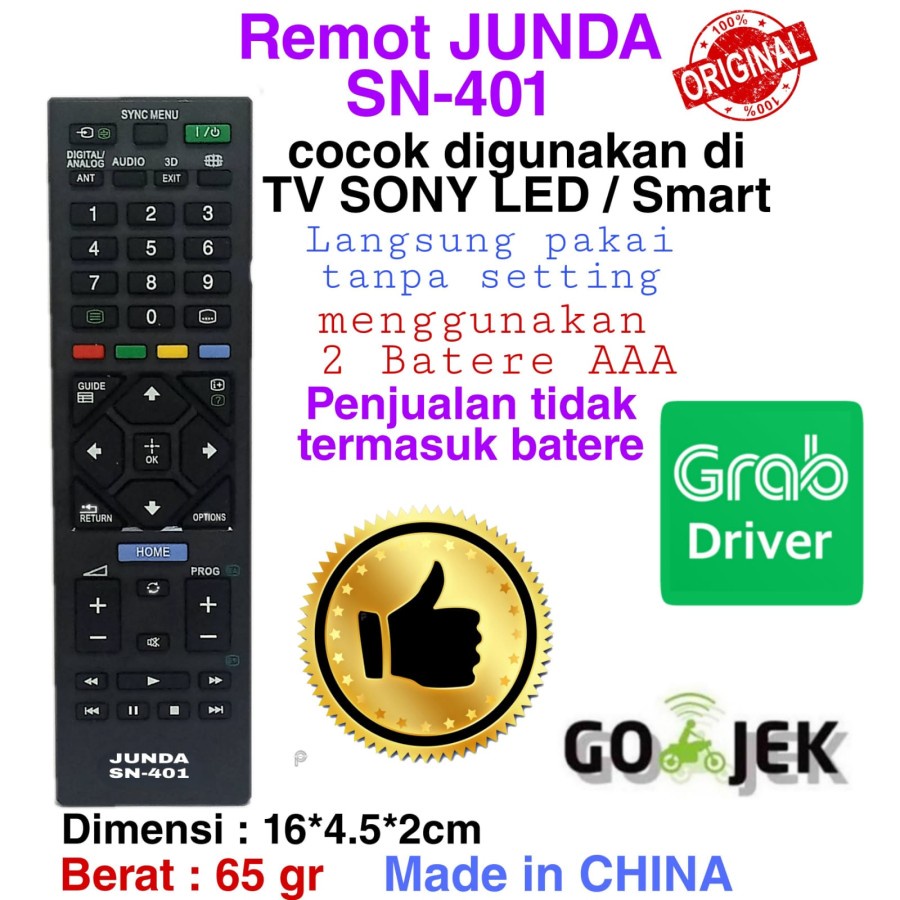 REMOTE REMOT JUNDA 401 COCOK DI TV LED SONY BRAVIA SMART TV ANDROID