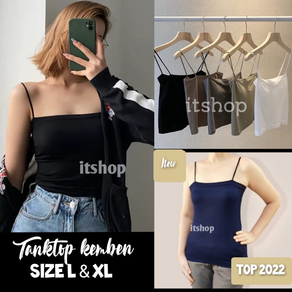 IBEL - Tangtop Tali Wanita Jumbo Basic Korean Style Hits 2023 / Tanktop Kemben  Premium Size L Xl Te