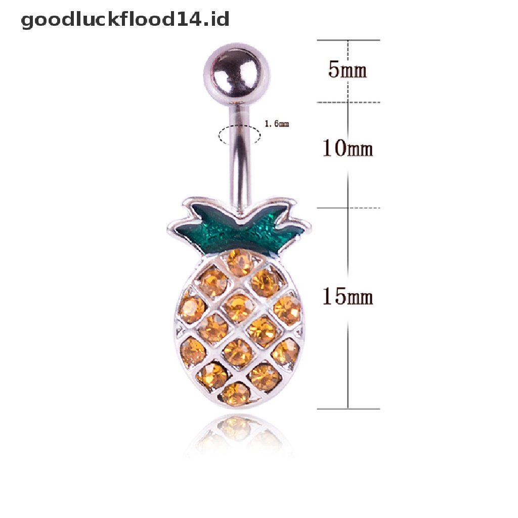 [OOID] Pineapple Steel Navel Rings Crystal Belly Button Ring Bar Body Piercing Jewelry ID