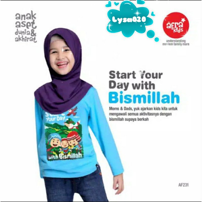 Kaos Anak Afrakids AF231 &quot;Star Your Day with Bismillaah&quot; Lengan Panjang