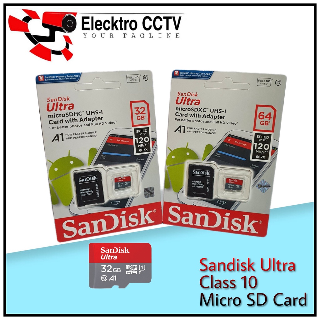 Memory Card | Micro SD 32GB SanDisk Ultra up to 100Mbps Class 10