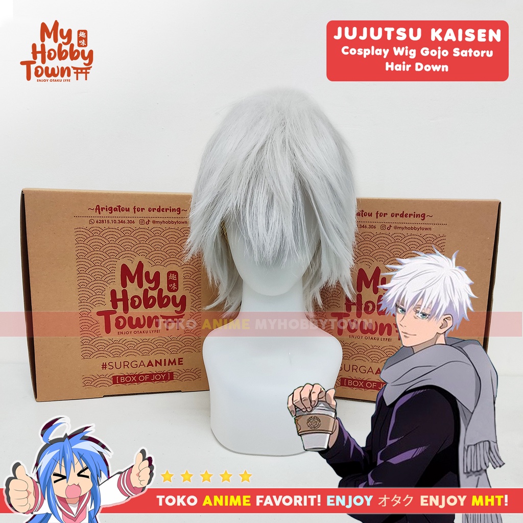 Wig Cosplay Anime Jujutsu Kaisen : Gojo Satoru Silver Gray