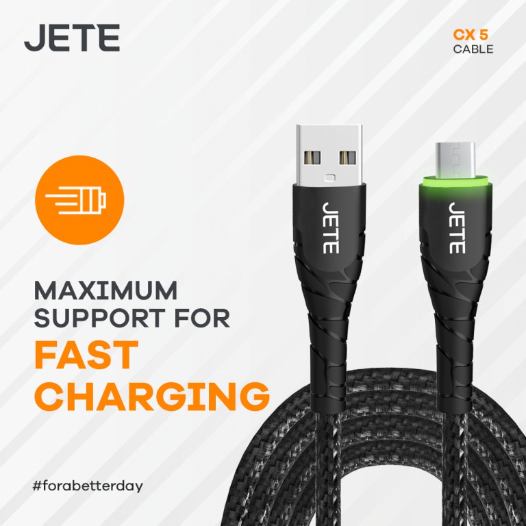 Kabel Data Kabel USB Type C Fast Charging with LED Light JETE CX5