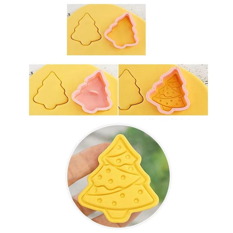 8pcs / Set Cetakan Kue / Biskuit Bentuk Kartun Natal 3d Untuk Dekorasi