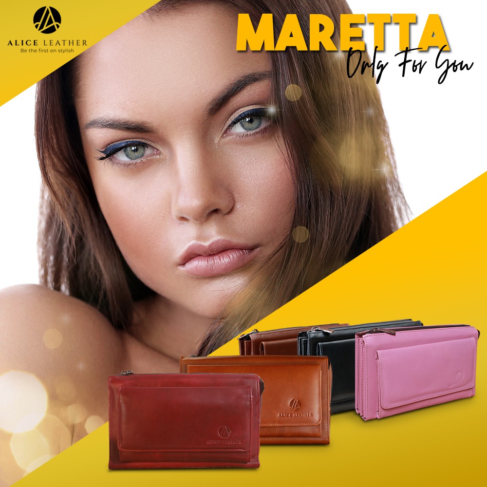 MARETTA PRECIOUS HAND BAG KULIT ASLI FUNGSIONAL DOMPET WANITA KULIT SAPI ASLI 100% PREMIUM AH01