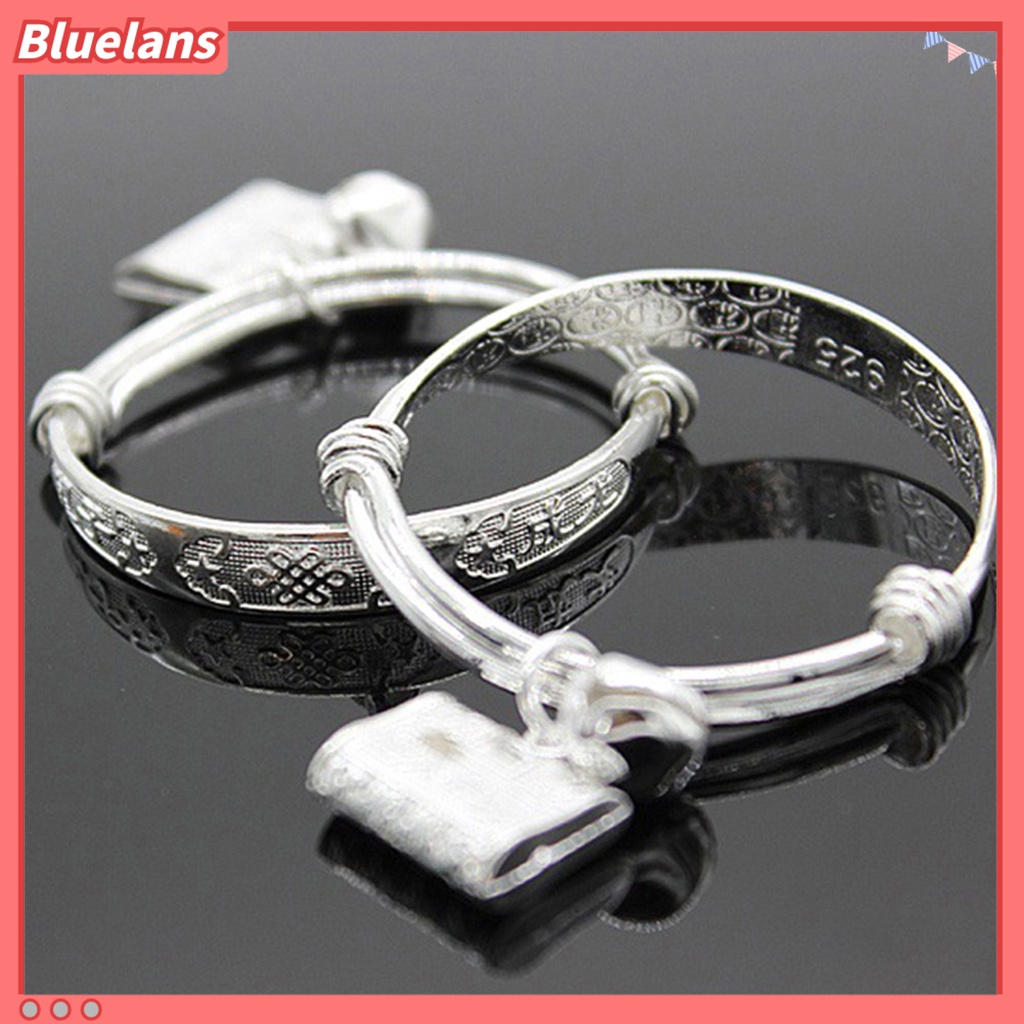 Bluelans Bracelet Embossing Design Adjustable Jewelry Bell Pendant Baby Bangle for Toddler