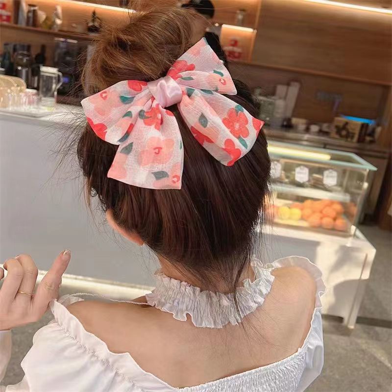 (Hello Girl)F133 Jepit Rambut Anak Motif Bunga Pita Besar Gaya Korea Import