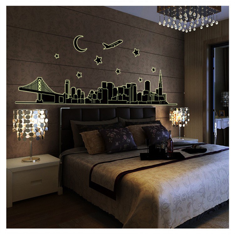 STIKER STICKER DINDING TEMBOK GLOW IN THE DARK WALLSTIKER WALLSTICKER KOTA DUBAI I LOVE PARIS LONDON