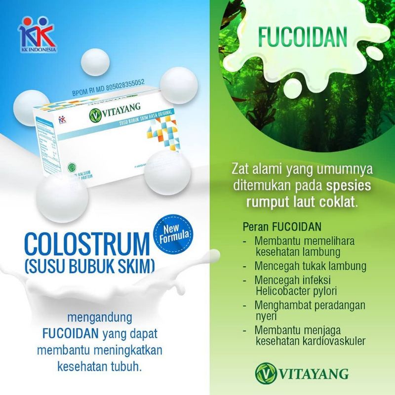 Vitayang Susu Skim Bubuk Colostrum Rasa Original kk indonesia Susu Skim Bubuk Kolostrum Antibiotik Anti Virus antioksidan imunitas tubuh