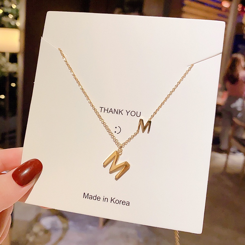 Kalung KL144 Stainless Steel / Titanium Premium Huruf M Fashion Wanita Kalung unik Lucu Elegant/ Deluna / BB