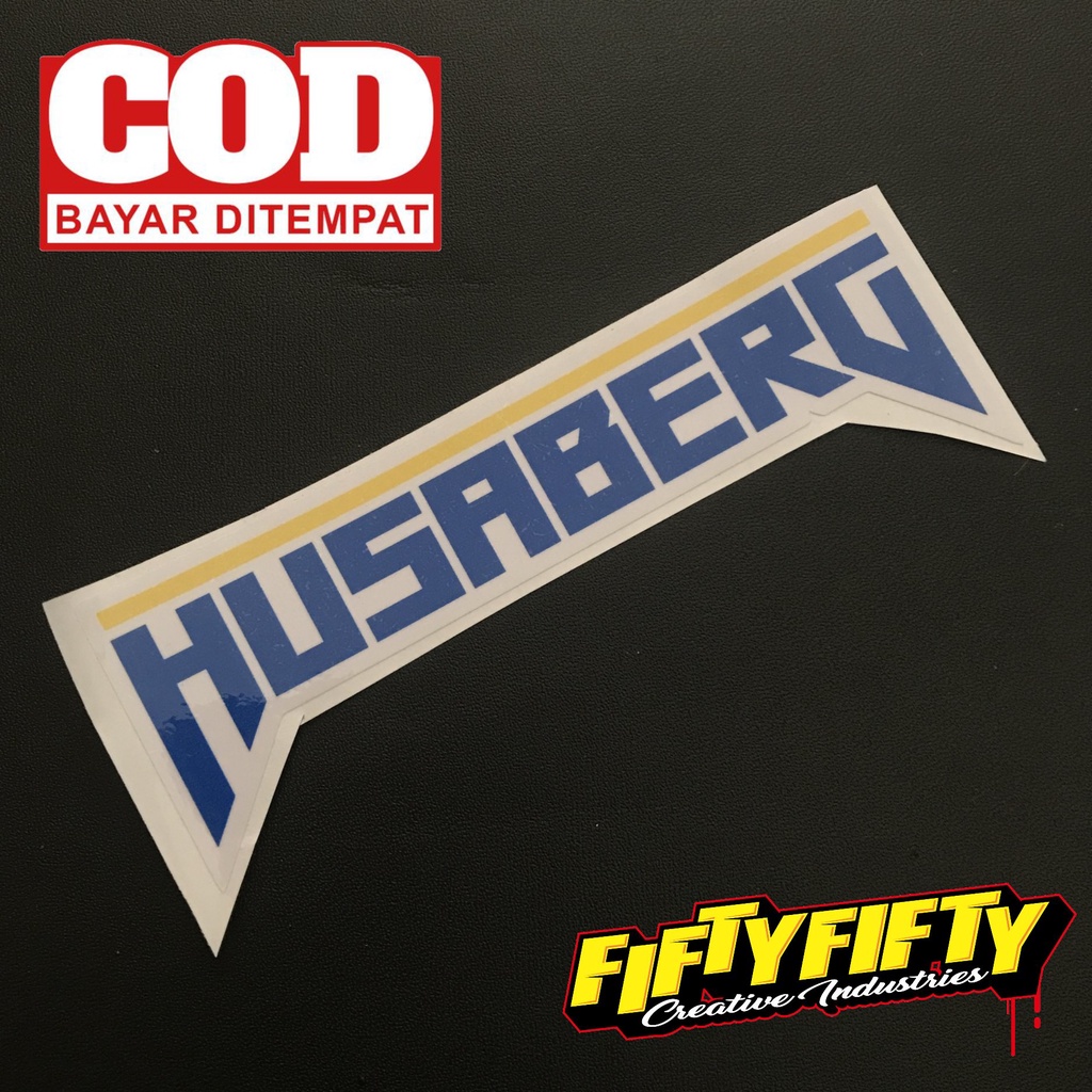 Stiker Print Cut HUSABERG Stiker Printing Laminasi Glossy Stiker Motor Mobil Helm Sudah Membentuk Pola Desain