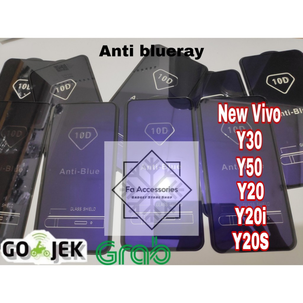 tempered Glass Bluray Anti Blue Light Full 10D 99D vivo y20 y20i y20s y20sg y30 y30i Y30G y50 i s G