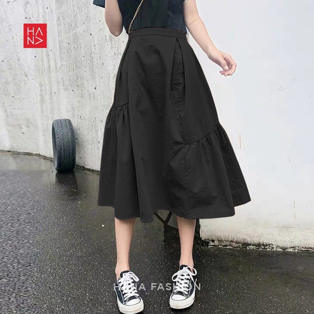Casual Midi Skirt Murah Rok Wanita Kerja Beige - SK035-3