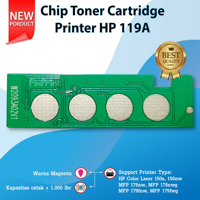 Chip Toner Cartridge 119A W2092A Yellow Printer HP Color Laser 150a 150nw MFP 178nw 179nw 179fnw 179