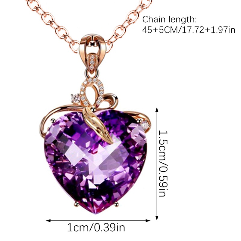 Kalung Dengan Liontin Batu Amethyst Bentuk Hati Untuk Wanita