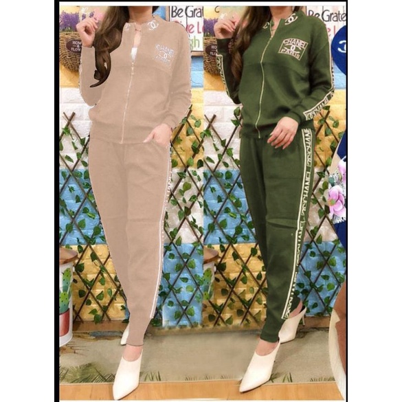 MP- Set Jaket Chanell / Stelan Jogger Murah / Stelan Sporty Wanita Terbaru / Stelan Branded