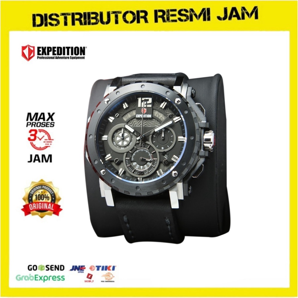 Jam Tangan Pria Expedition 6402 / E 6402 / E6402 Black Silver Black