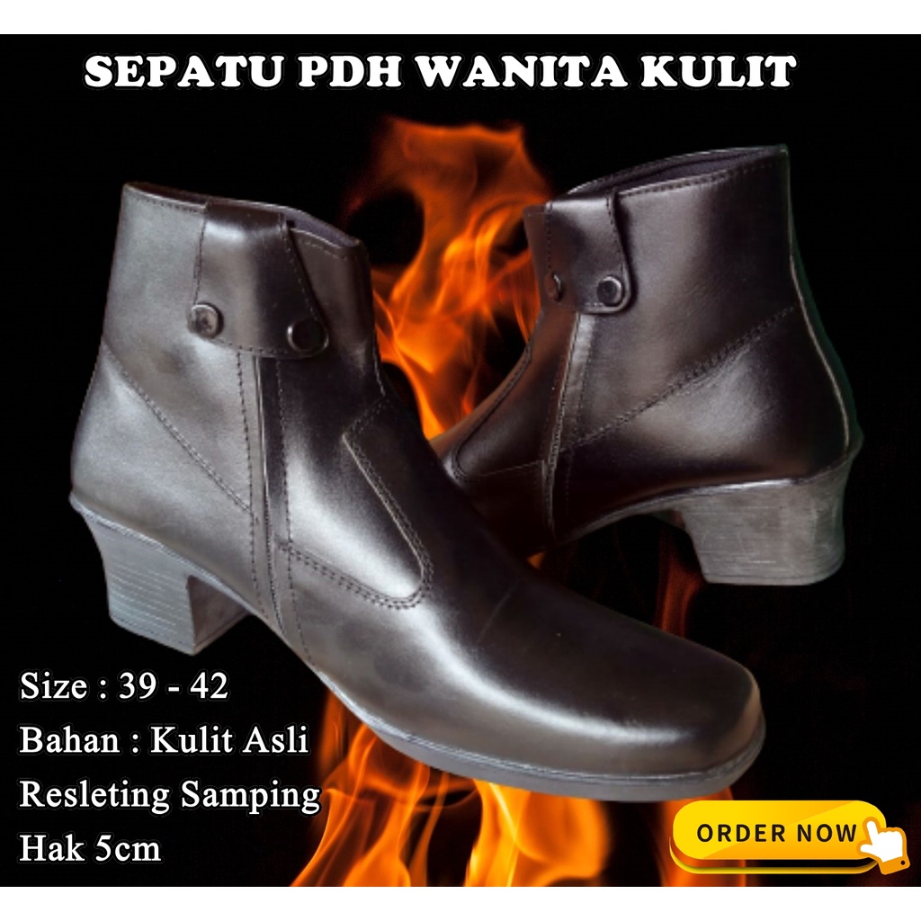 SEPATU PDH WANITA KULIT ASLI | SEPATU KERJA WANITA PDH KOWAD POLWAN