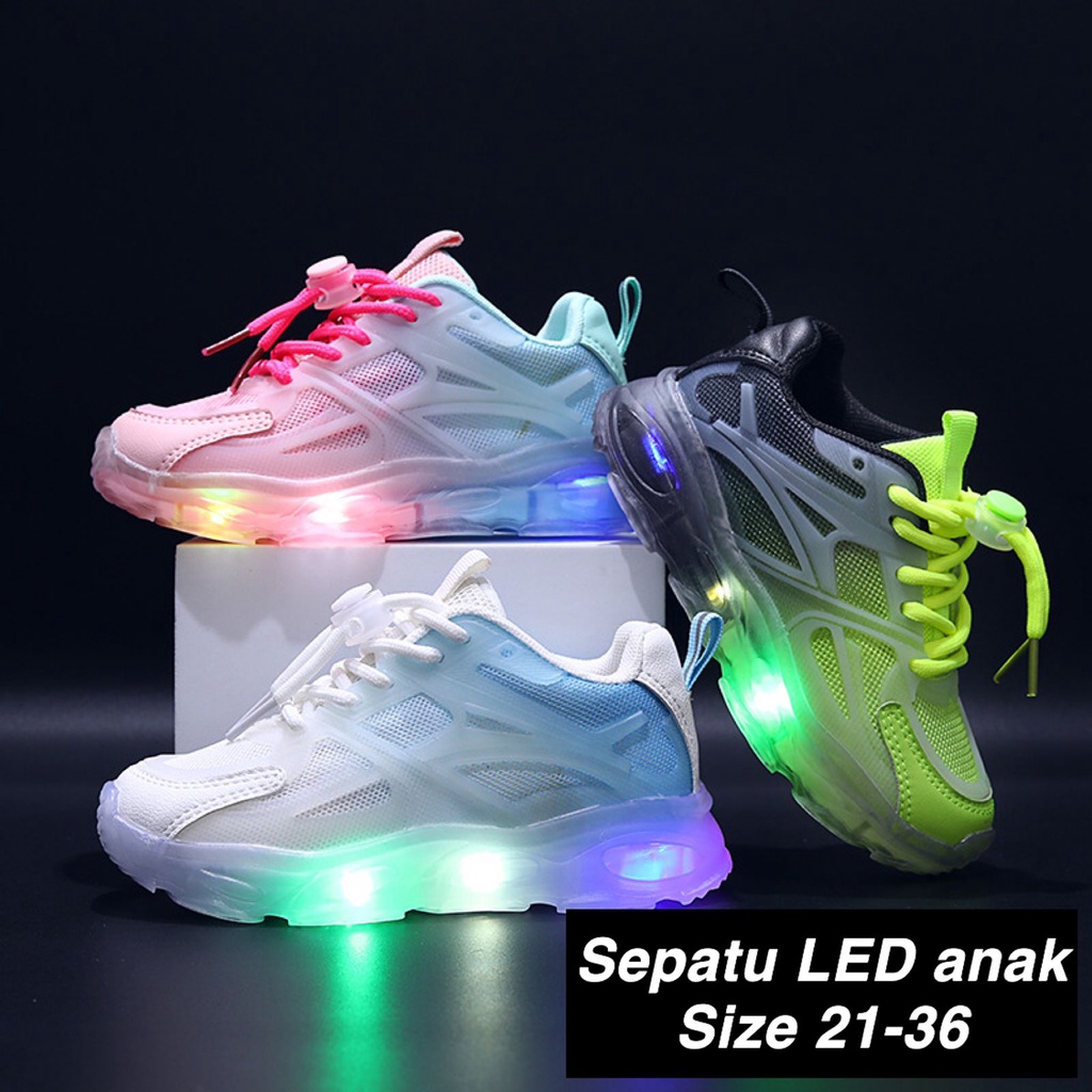 (LOLI-JKT) Z-22 SEPATU LED ANAK GRADASI 2 WARNA SIZE 21-36 BAGUS BANGET