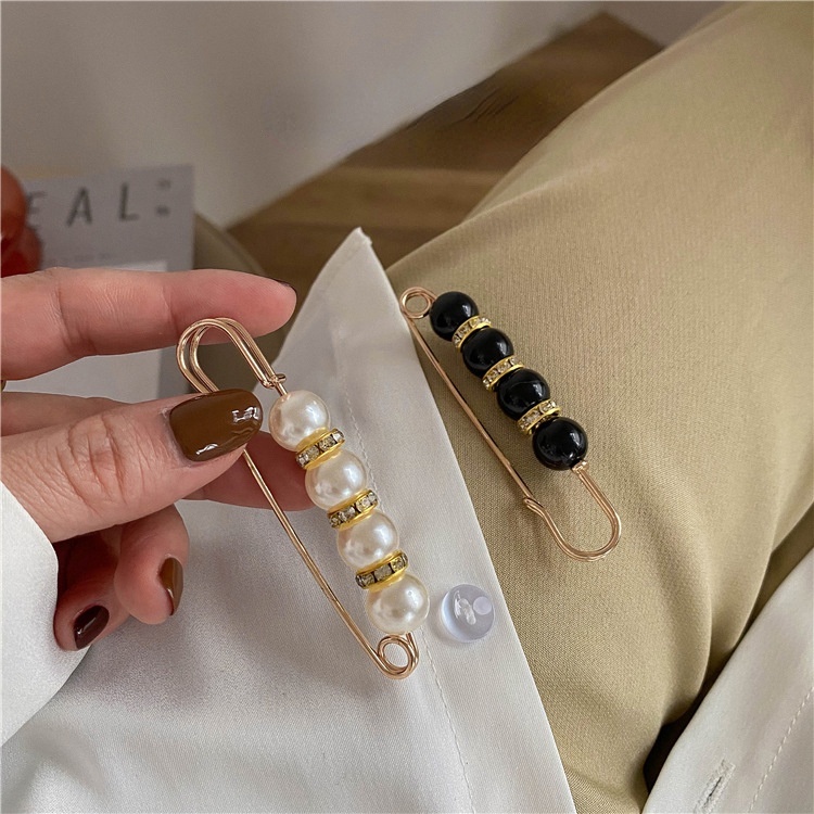 Fixed pearls  pin pants waist change small artifact high-end anti-fade pants pearls all-match personality accessories brooch female