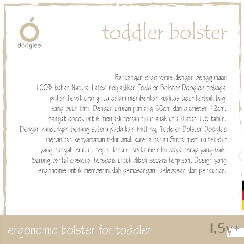 Castle - Dooglee Toddler Bolster / Guling Natural Latex Anak 1,5year Up