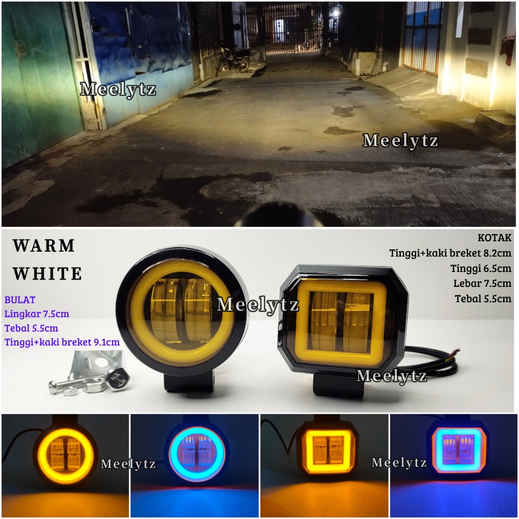 Lampu tembak sorot warm white CREE CWL 4D lensa 2mata Bulat Kotak