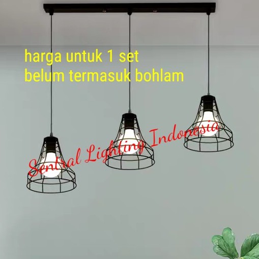 SL101 3 LAMPU  GANTUNG  HIAS  VINTAGE RETRO E27 DEKORASI 