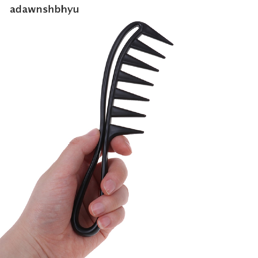 Adawnshbhyu Hiu Jumbo Gigi Lebar Hitam Handle Grip Sisir Rambut Pria Hairdressing Teeth Comb