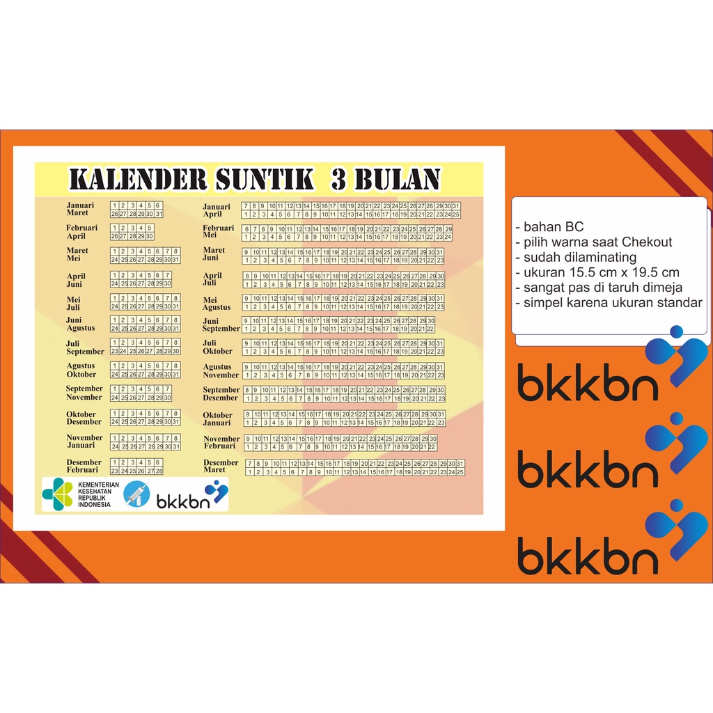 Jual Kalender KB 3 bulan termurah(laminating)  Shopee Indonesia