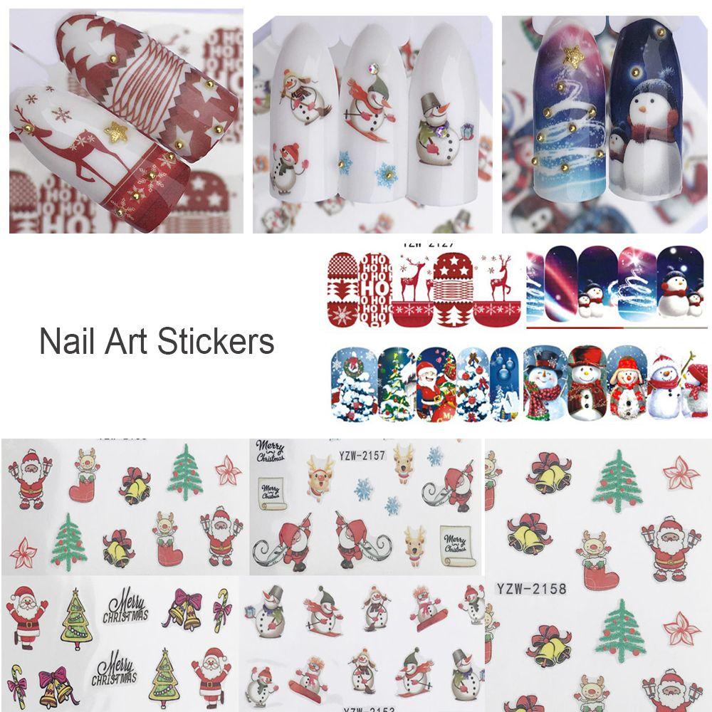 Solighter Nail Art Stiker Hadiah Kecantikan Santa Claus Snowflakes Dekorasi Stiker