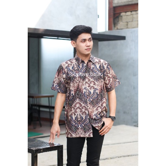 BYLOVEBATIK - Kemeja Batik Pria Lengan Pendek - Lokatara Mocca
