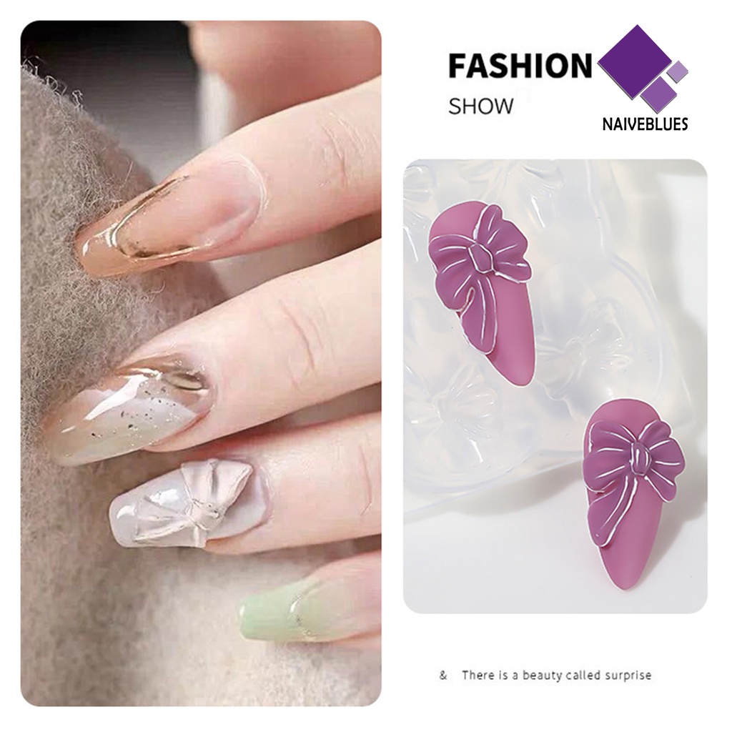 Naiveblue Cetakan Kuku 3D Bentuk Beruang Bahan Silikon Untuk Nail Art / Manicure