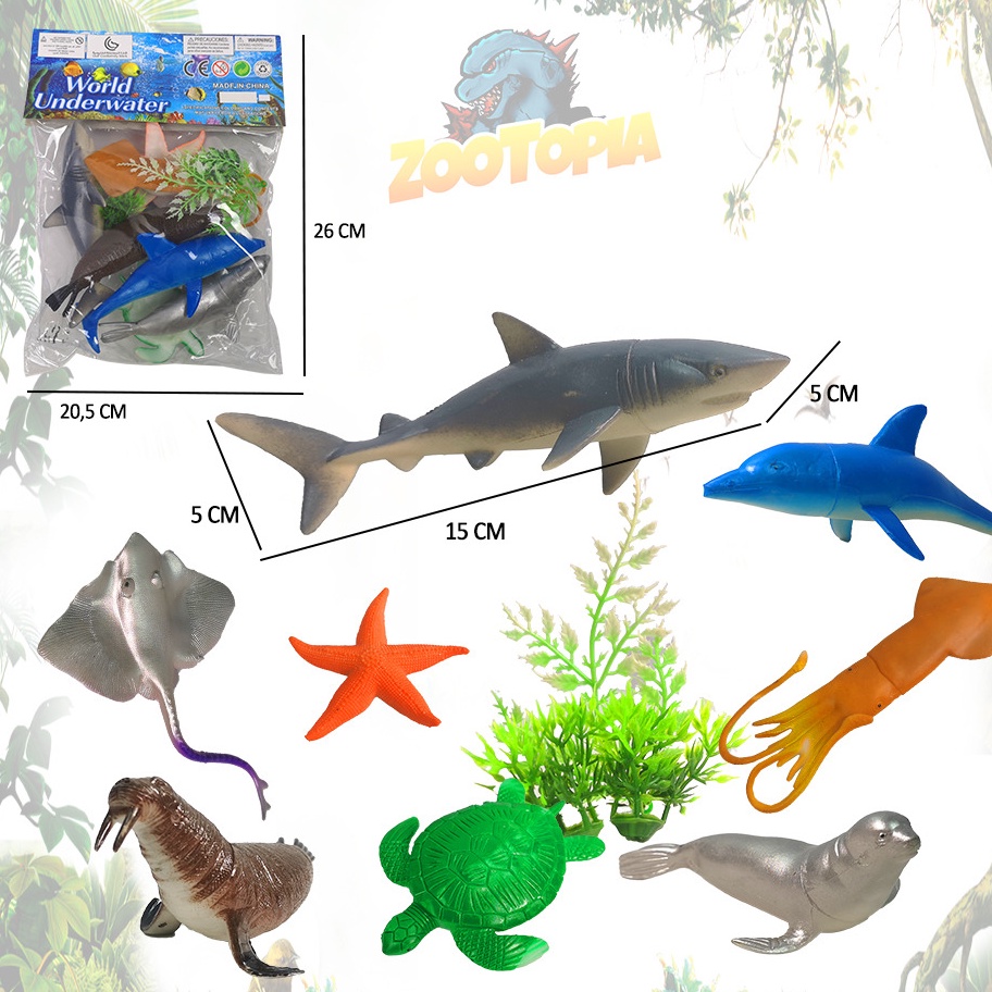 MAINAN BINATANG LAUT SET KARET MAINAN EDUKASI ANAK HIASAN AQUARIUM BRO1267