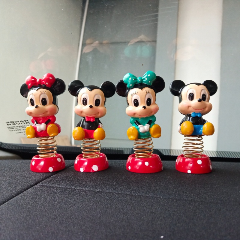 Pajangan Mobil MICKEY MINNIE MOUSE CAT DOGGY BEAR RABBIT MAITREYA Goyang - goyang Coil Series 4 in 1