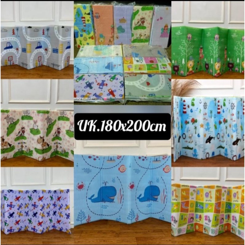 Matras / Karpet Anak Ukuran Jumbo Motif Bolak Balik Free Tas / Baby Playmat